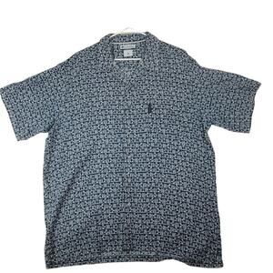 454 Columbia‎ Camp Shirt Men Sz 2X Blue Golf Palm Tree White